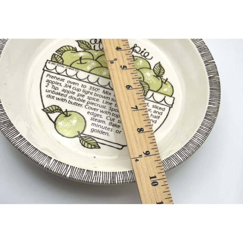 Vintage 1983 Royal China Country Harvest Apple Pie Recipe Baking Pie Plate USA